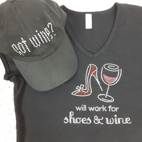 3/$18 Embellished Wine Lover's T-Shirt & Hat - Picture 3 of 8